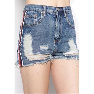 Signature8 Jean Shorts  Womens Size S  High Rise Cut Off  Distressed Side Stripe